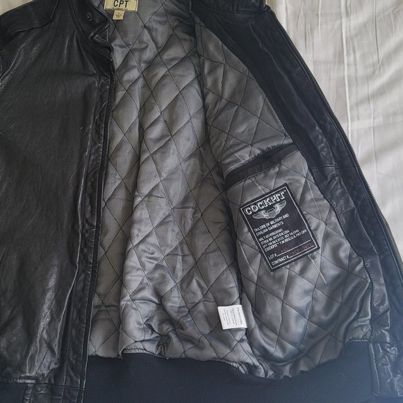 COCKPIT USA Leather Jacket Flight Bomber size L - Picture 4 of 12